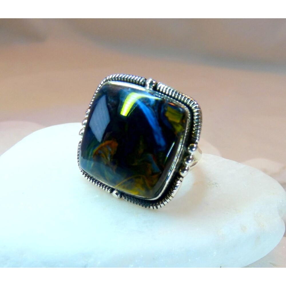 Natural Pietersite Gemstone Sterling Silver Ring Handmade Size 7